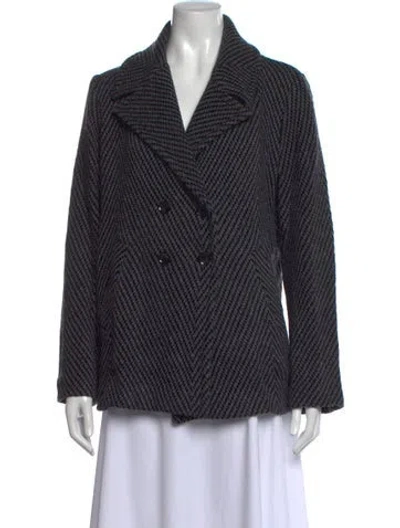 Pre-owned Amina Rubinacci Tweed Pattern V-neck Sweater In Black