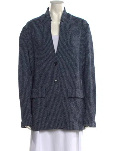 Pre-owned Amina Rubinacci Virgin Wool V-neck Sweater In Blue