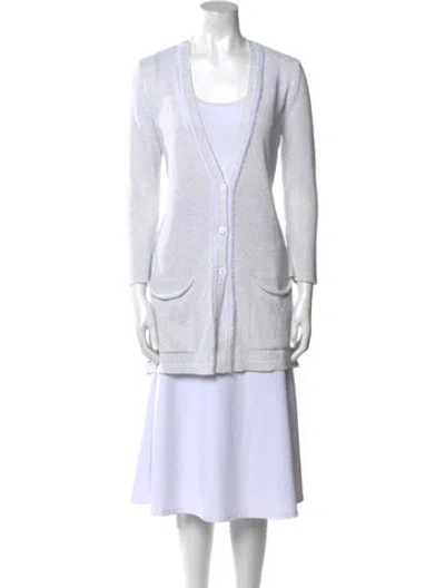 Pre-owned Amina Rubinacci V-neck Sweater In White