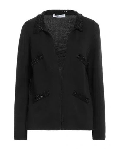 Amina Rubinacci Woman Cardigan Black Size 6 Wool, Silk, Polyester