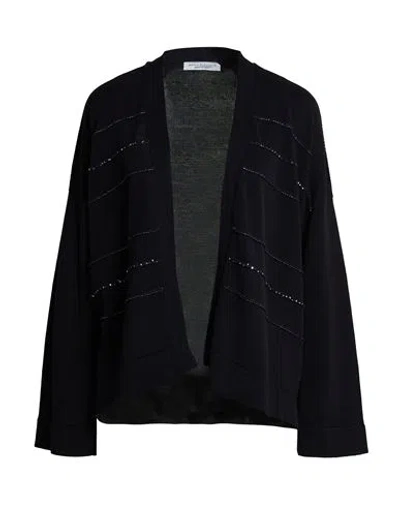 Amina Rubinacci Woman Cardigan Midnight Blue Size 10 Cotton, Silk, Polyester, Viscose, Nylon