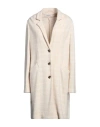 Amina Rubinacci Woman Coat Beige Size 14 Wool, Viscose, Polyamide, Virgin Wool, Elastane In Beige