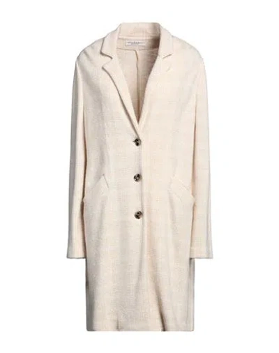 Amina Rubinacci Woman Coat Beige Size 12 Wool, Viscose, Polyamide, Virgin Wool, Elastane