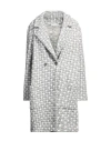 Amina Rubinacci Woman Coat Grey Size 16 Cotton, Wool, Cashmere, Polyamide