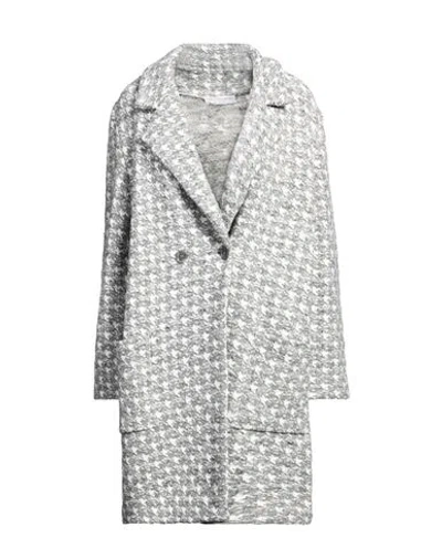 Amina Rubinacci Woman Coat Grey Size 16 Cotton, Wool, Cashmere, Polyamide