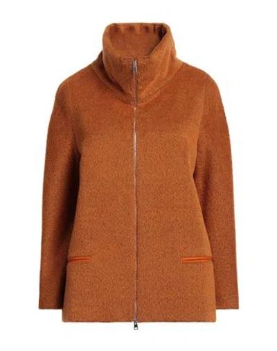 Amina Rubinacci Woman Coat Rust Size 8 Virgin Wool, Alpaca Wool, Polyamide, Cashmere In Red
