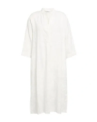 Amina Rubinacci Woman Midi Dress Cream Size 8 Linen In White