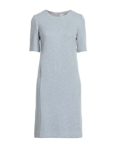 Amina Rubinacci Woman Mini Dress Light Blue Size 12 Wool, Viscose, Polyamide, Virgin Wool