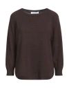 Amina Rubinacci Woman Sweater Dark Brown Size 8 Wool, Silk, Cashmere