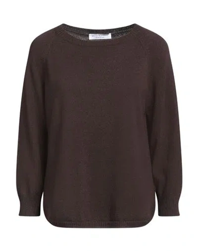 Amina Rubinacci Woman Sweater Dark Brown Size 8 Wool, Silk, Cashmere