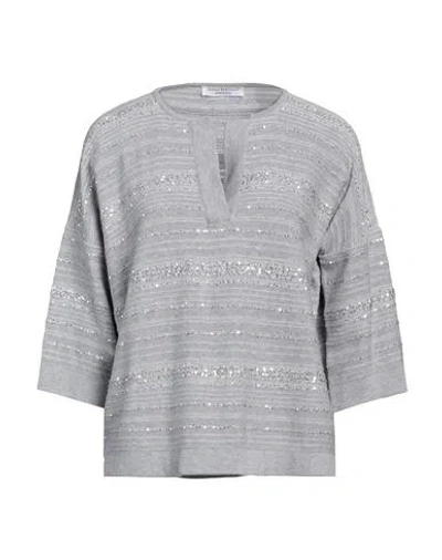 Amina Rubinacci Woman Sweater Grey Size 6 Cotton, Silk, Viscose, Polyester, Nylon In Gray