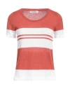 Amina Rubinacci Woman Sweater Rust Size 8 Linen, Cotton In Red