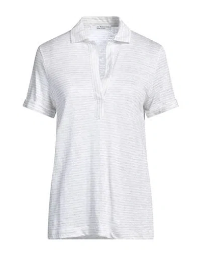Amina Rubinacci Woman Polo Shirt Light Grey Size 6 Linen, Cotton