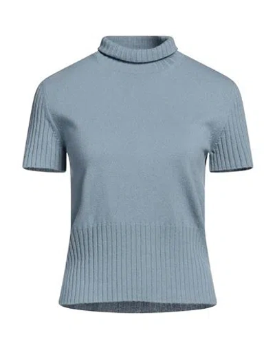 Amina Rubinacci Woman Turtleneck Light Blue Size 8 Wool, Silk, Cashmere