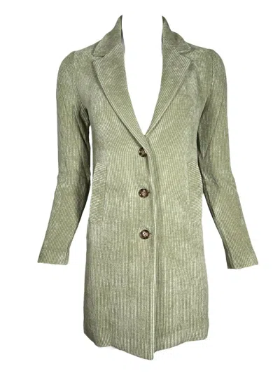 Amina Rubinacci Women Soft Corduroy Long Coat In Salvia Loden In Green