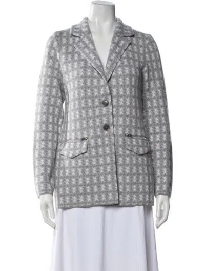 Pre-owned Amina Rubinacci Wool Houndstooth Print Blazer In Grey