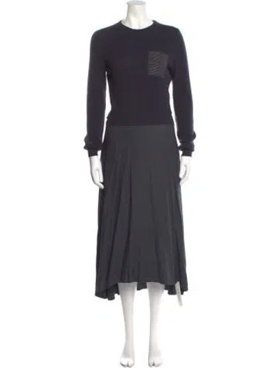 Pre-owned Amina Rubinacci Wool Long Dress In Gray