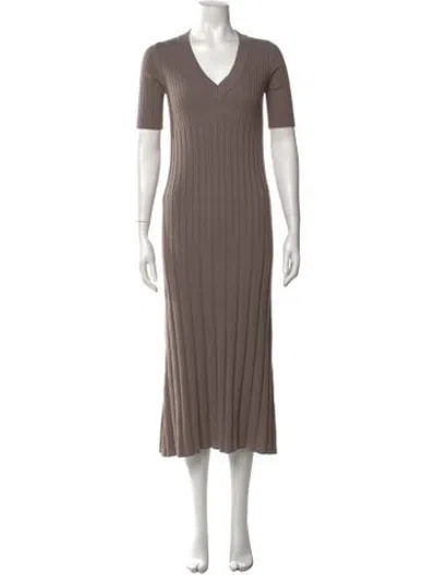 Pre-owned Amina Rubinacci Wool Midi Length Dress In Neutrals