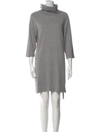 Pre-owned Amina Rubinacci Wool Mini Dress In Gray