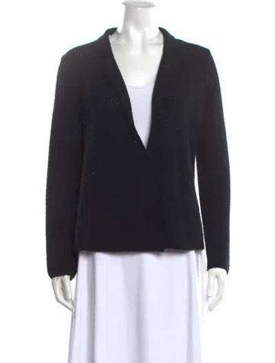 Pre-owned Amina Rubinacci Wool Open Front Sweater In Black