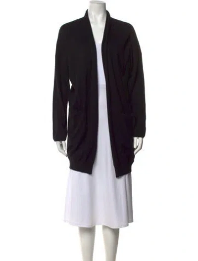 Pre-owned Amina Rubinacci Wool Open Front Sweater In Black