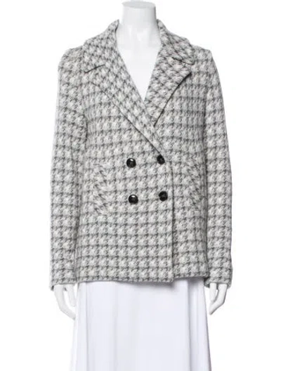 Pre-owned Amina Rubinacci Wool Plaid Print Blazer In Gray