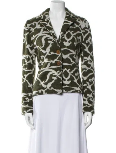 Pre-owned Amina Rubinacci Wool Printed Blazer In Green
