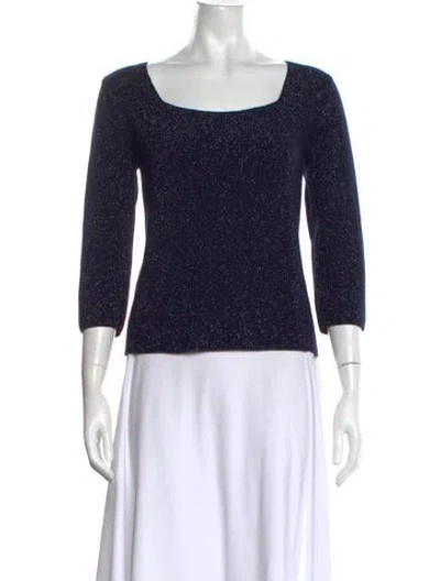 Pre-owned Amina Rubinacci Wool Square Neckline Sweater In Blue