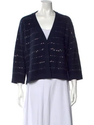 Pre-owned Amina Rubinacci Wool Striped Sweater In Blue