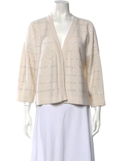 Pre-owned Amina Rubinacci Wool Striped Sweater In Neutrals