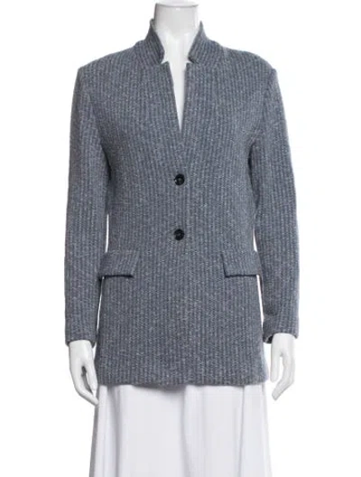 Pre-owned Amina Rubinacci Wool Tweed Pattern Blazer In Blue