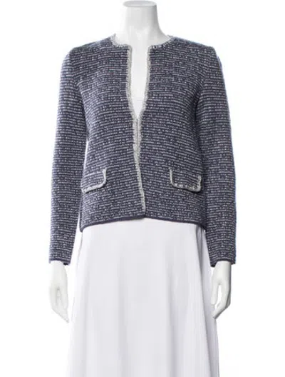 Pre-owned Amina Rubinacci Wool Tweed Pattern Blazer In Blue