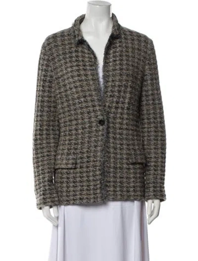 Pre-owned Amina Rubinacci Wool Tweed Pattern Blazer In Gray