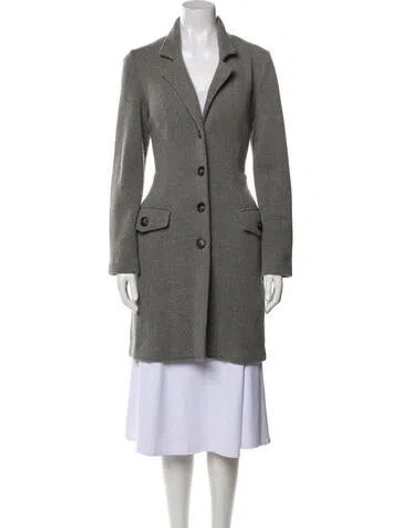 Pre-owned Amina Rubinacci Wool Tweed Pattern Coat In Gray
