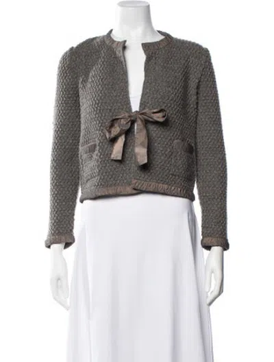 Pre-owned Amina Rubinacci Wool Tweed Pattern Jacket In Grey