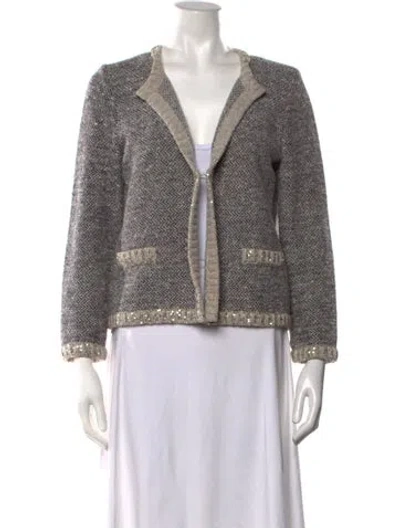 Pre-owned Amina Rubinacci Wool Tweed Pattern Sweater In Gray