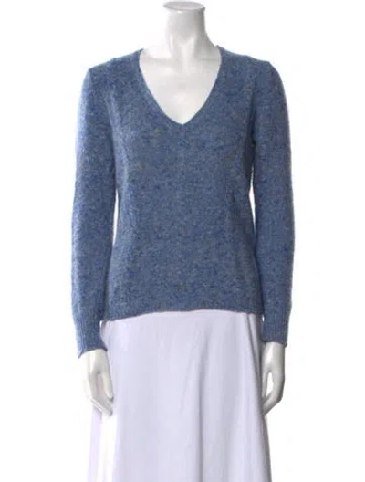 Pre-owned Amina Rubinacci Wool V-neck Sweater In Blue