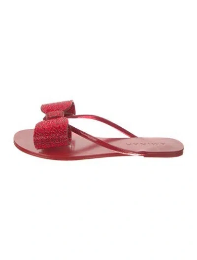 Pre-owned Aminah Abdul Jillil Crystal Slides In Red