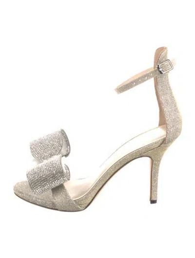 Pre-owned Aminah Abdul Jillil Glitter Glitter Accents Sandals In Silver