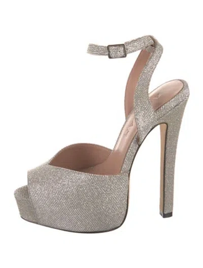 Pre-owned Aminah Abdul Jillil Glitter Slingback Sandals In Multi