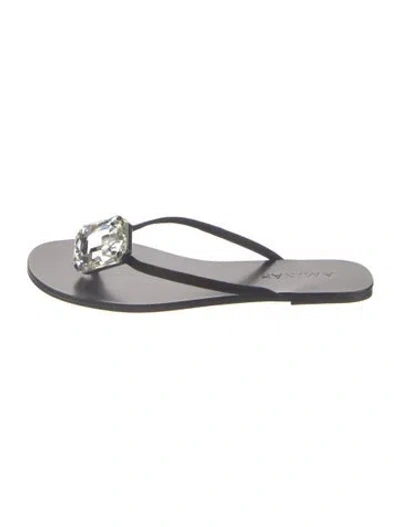 Pre-owned Aminah Abdul Jillil Leather Flip Flops In Gray