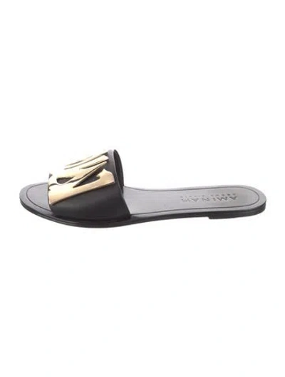Pre-owned Aminah Abdul Jillil Leather Slides In Black