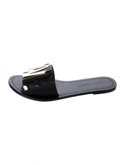 Pre-owned Aminah Abdul Jillil Leather Slides In Blue