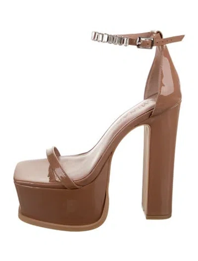 Pre-owned Aminah Abdul Jillil Patent Leather Sandals In Yellow