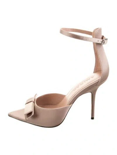 Pre-owned Aminah Abdul Jillil Satin Bow Accents Sandals W/ Tags In Neutrals