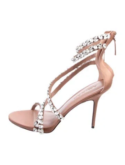 Pre-owned Aminah Abdul Jillil Satin Patterned Gladiator Sandals In Neutral
