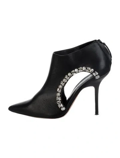 Pre-owned Aminah Abdul Jillil Soleil Leather Boots In Black