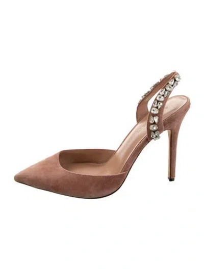 Pre-owned Aminah Abdul Jillil Soleil Suede Slingback Pumps In Blue