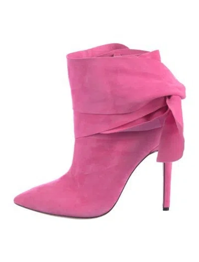 Pre-owned Aminah Abdul Jillil Suede Boots In Pink