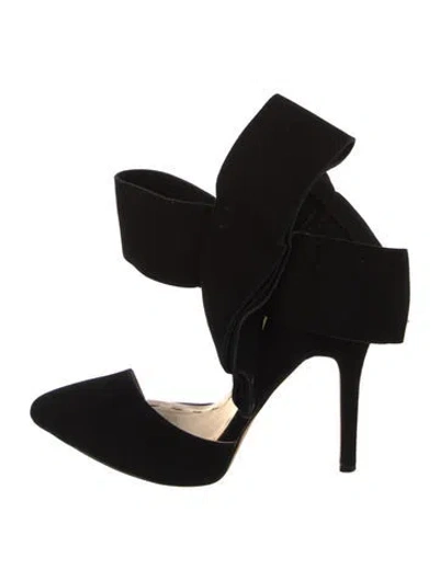Pre-owned Aminah Abdul Jillil Suede D'orsay Pumps In Black
